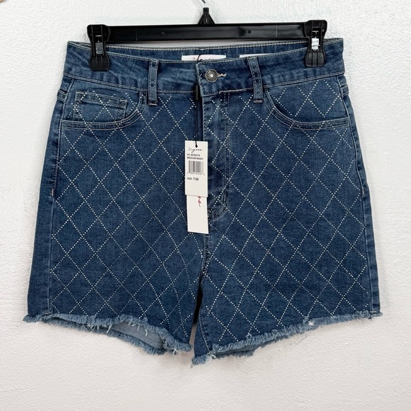Vigoss Pants - Vigoss High Rise Denim Ace Shorts Womens Size 7/28 Medium Wash Rhinestones
